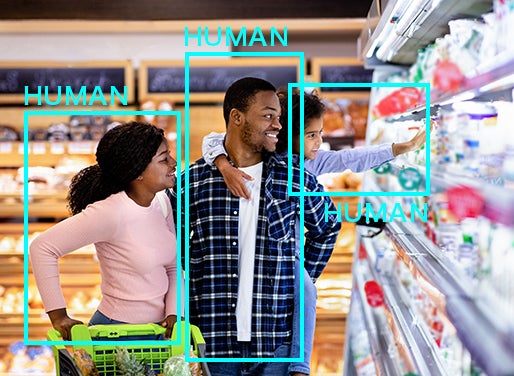 メタデータとして人物の停滞や属性を検知します。